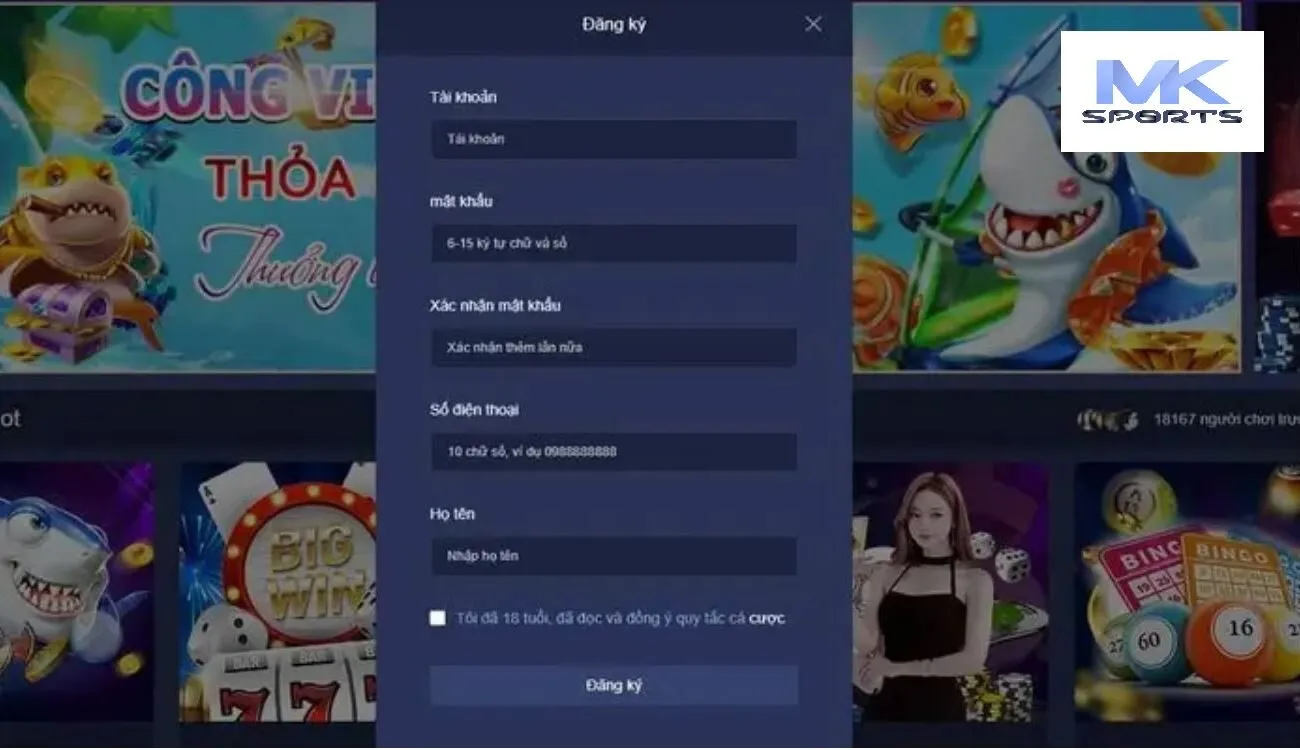 Cách thông tin cần nhập khi đăng ký MKsport